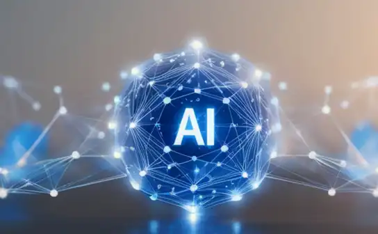 Glowing AI network sphere