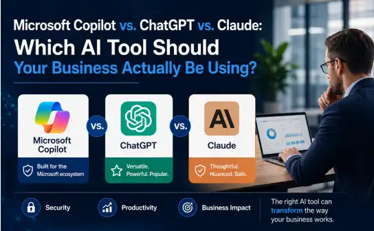 Microsoft Copilot vs. ChatGPT vs. Claude comparison graphic